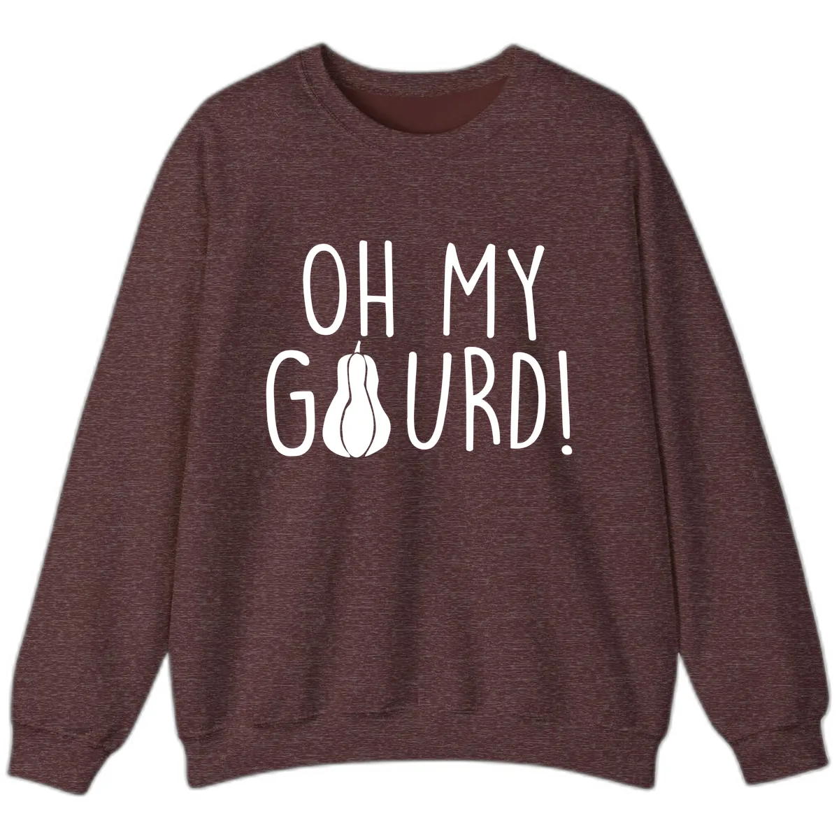 Oh My Gourd Thanksgiving Pun Design Sweatshirt in Heather Sport Dark Maroon